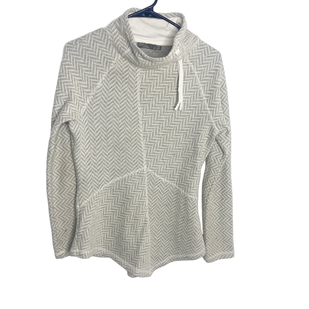 Prana gray wool herringbone pullover size small n